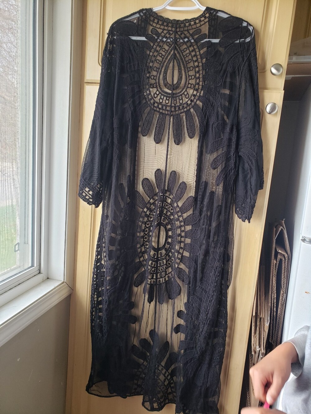 Black Lace Overlay Maxi Dress - Picture 3 of 3